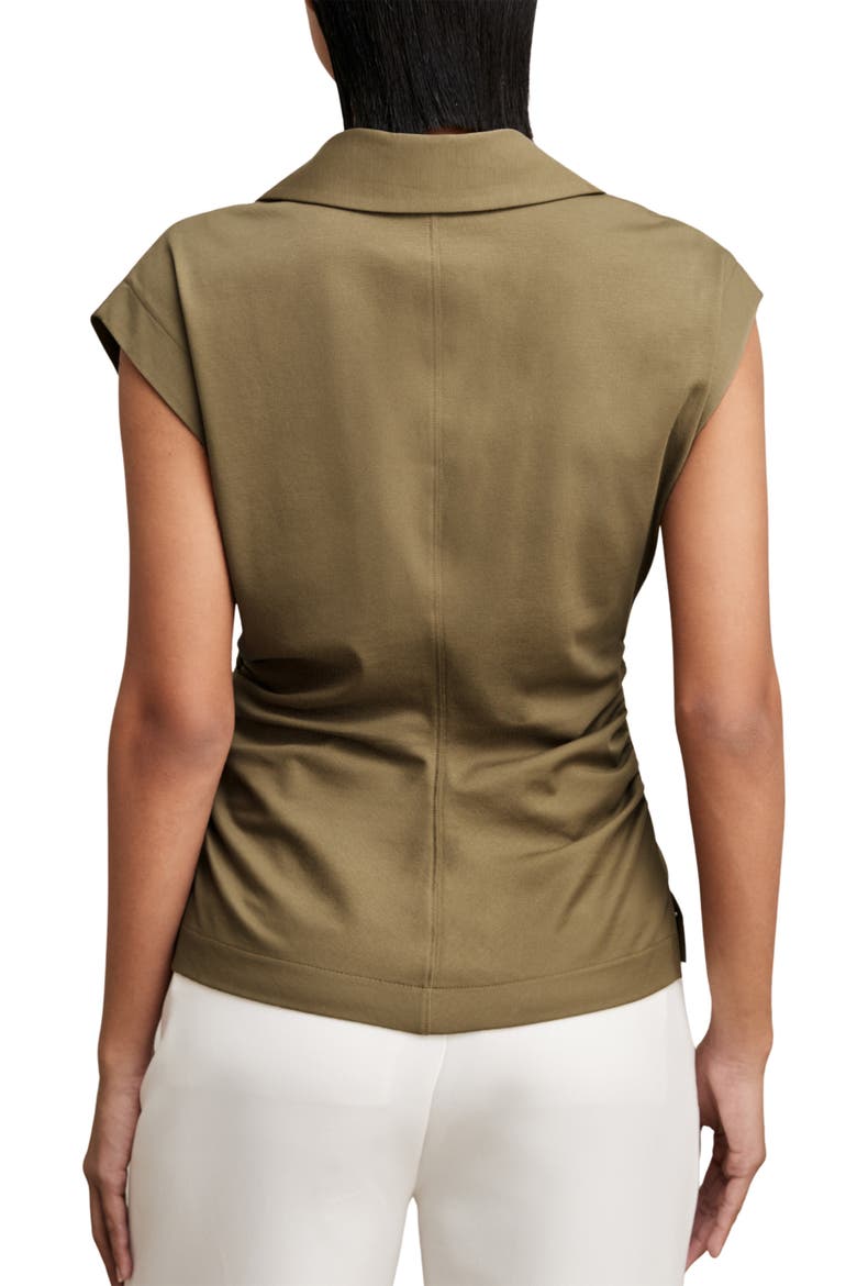 Jean Ruched Stretch Cotton Top, Alternate, color, KHAKI GREEN