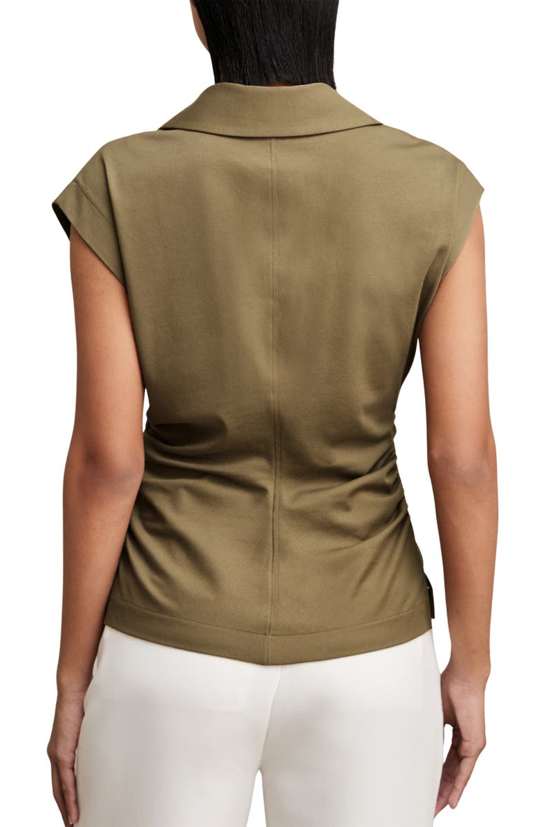 Reiss Jean Ruched Stretch Cotton Top, Alternate, color, Khaki Green