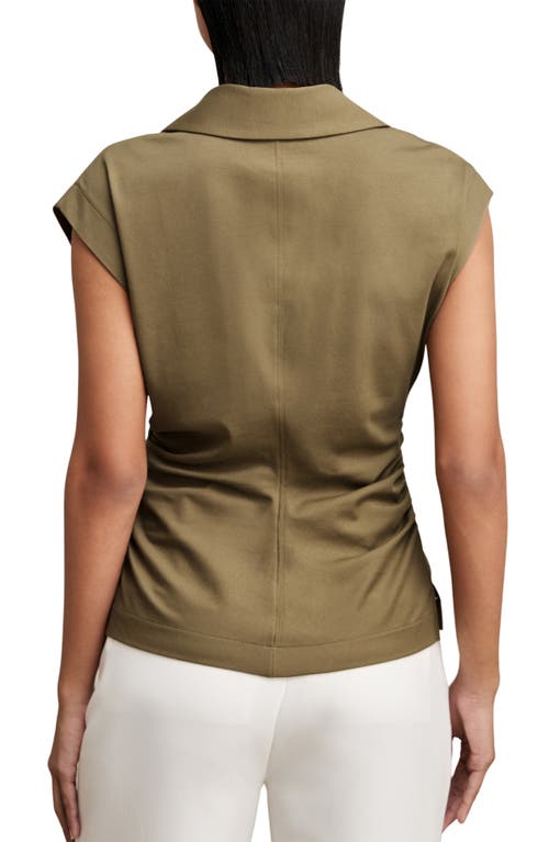 Reiss Womens Khaki Green V-neck Wrap-front Stretch-cotton Blend Top In Green