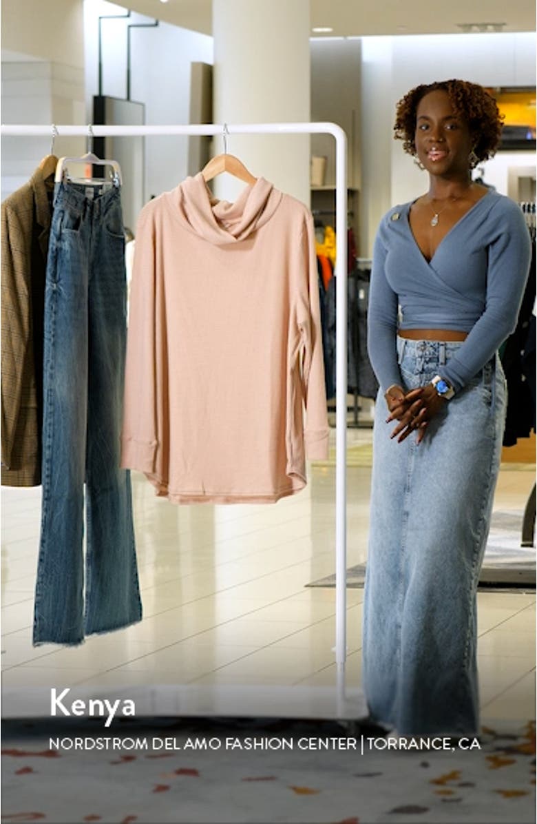 Cowl Neck Waffle Knit Top, sales video thumbnail