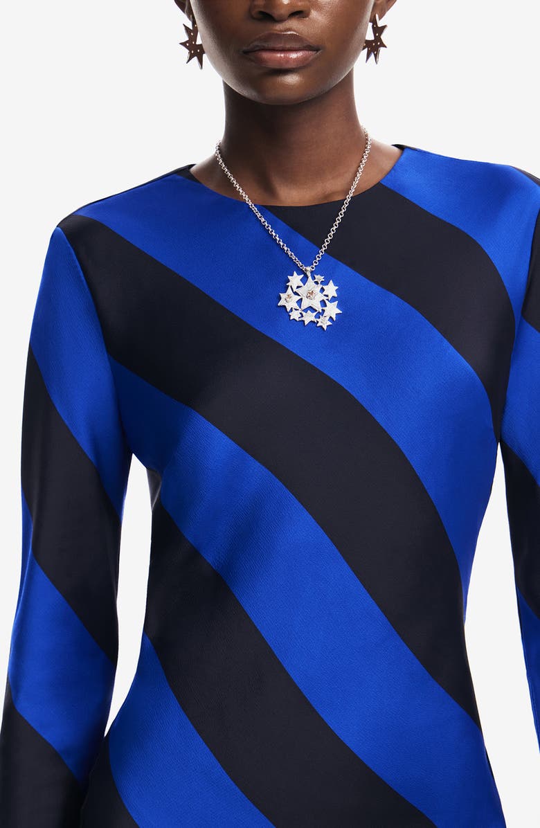 Desigual Trinity Stripe Long Sleeve Satin Maxi Dress, Alternate, color, 