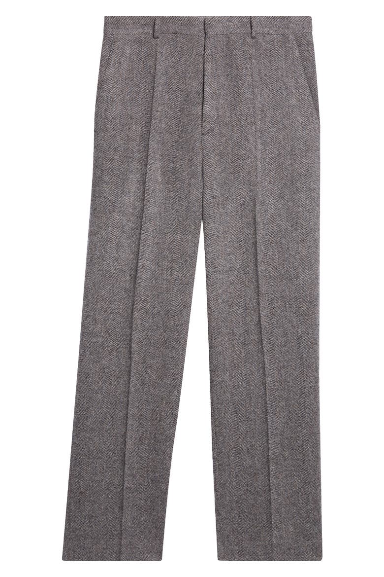 Herringbone Wool Tailored Trousers, Alternate, color, GREY