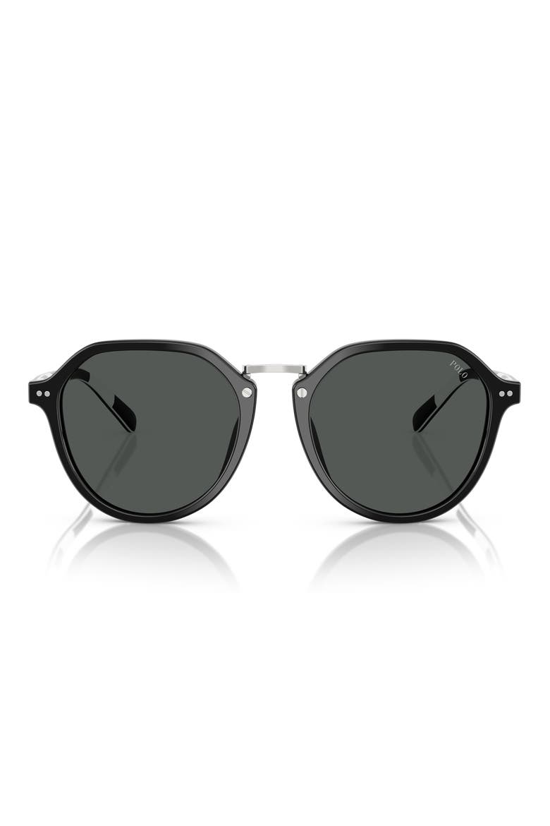 53mm Phantos Sunglasses, Main, color, SHINY BLACK