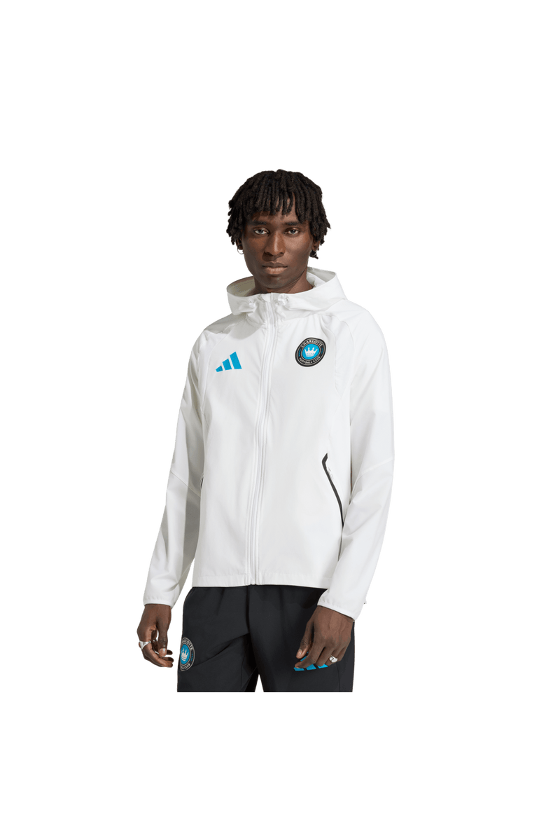 adidas Men's adidas  White Charlotte FC Tiro Travel Full-Zip Hooded Windbreaker, Main, color, White