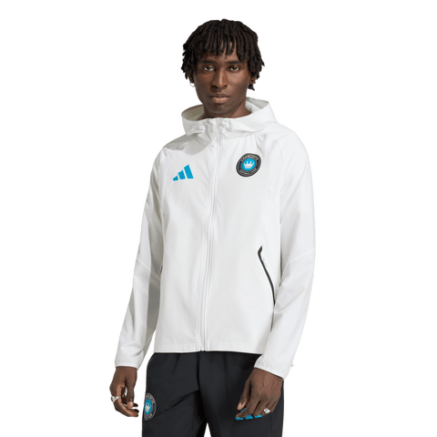Men's adidas  White Charlotte FC Tiro Travel Full-Zip Hooded Windbreaker