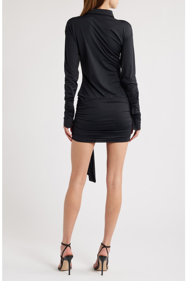 Soho Long Sleeve Mini Shirtdress, Alternate, color, ONYX