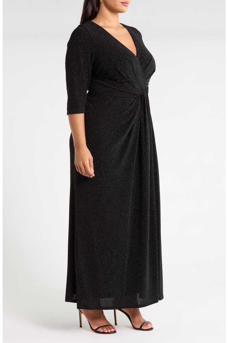 Metallic Knit Gown, Alternate, color, BLACK