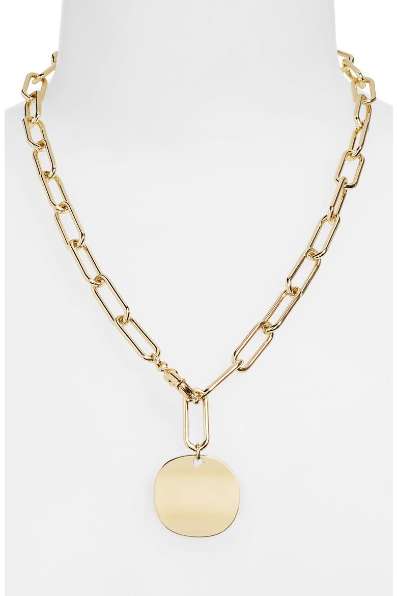 Paper Clip Chain Pendant Necklace, Alternate, color, GOLD