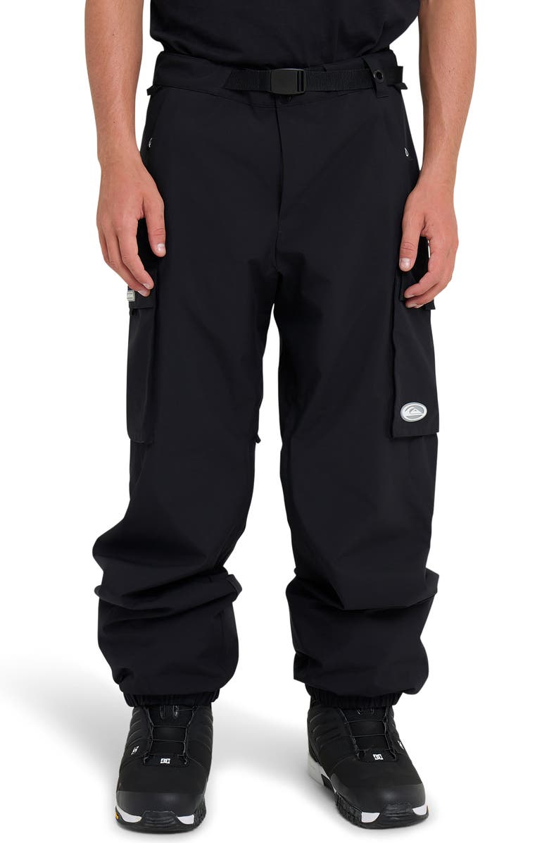 Quiksilver Snow Down Waterproof Cargo Snowboard Pants, Main, color, Black