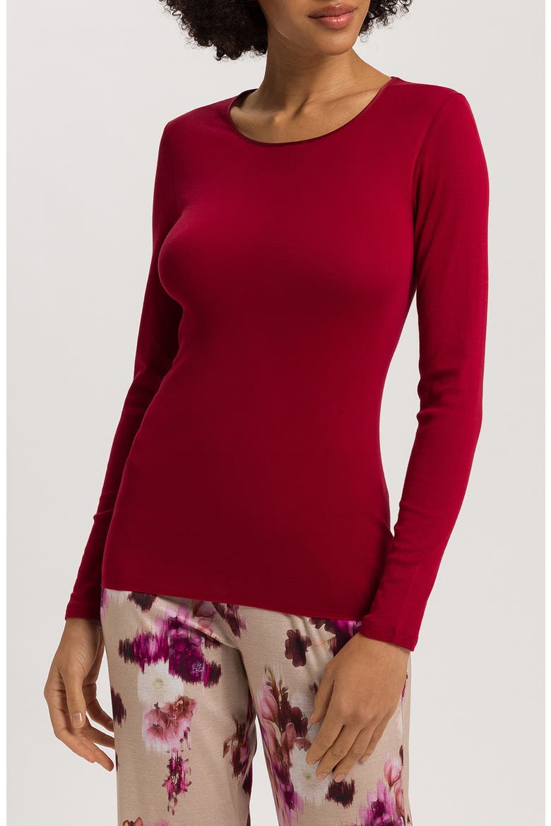 Seamless Long Sleeve Cotton Top, Main, color, RED DAHLIA