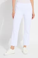 Lysse Sage Scallop Hem Pull-On Ankle Bootcut Knit Jeans