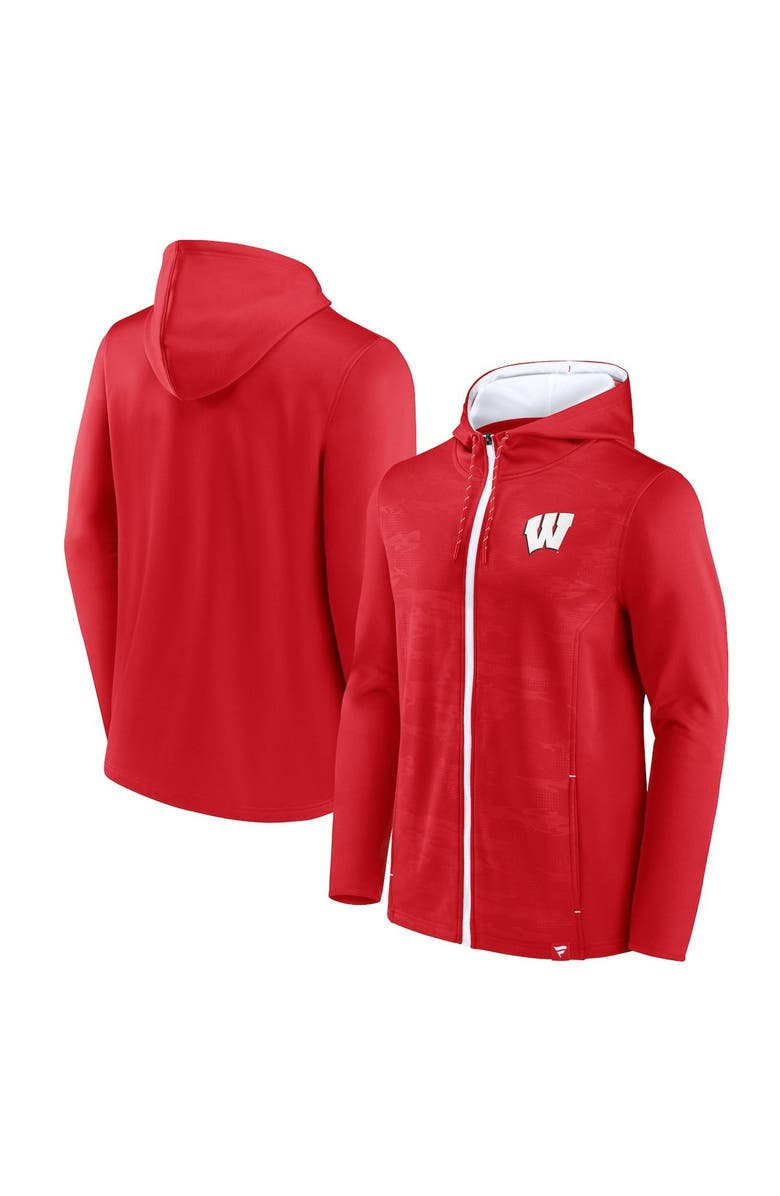 FANATICS Men's Fanatics Branded Red Wisconsin Badgers Ball Carrier Full-Zip Hoodie, Alternate, color, 