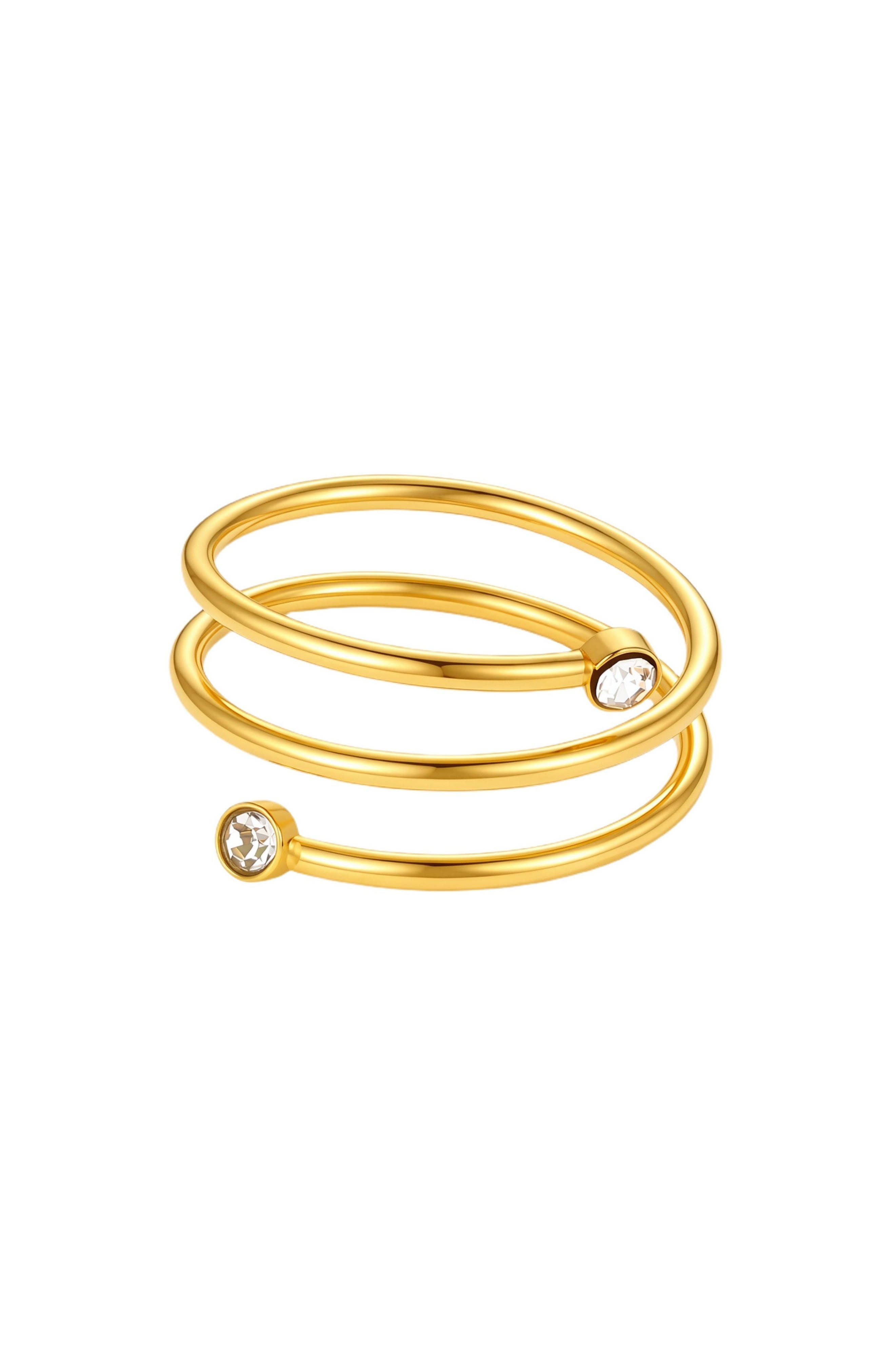 18k Gold Plated Spiral Bypass Ring