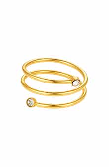 18k Gold Plated Spiral Bypass Ring