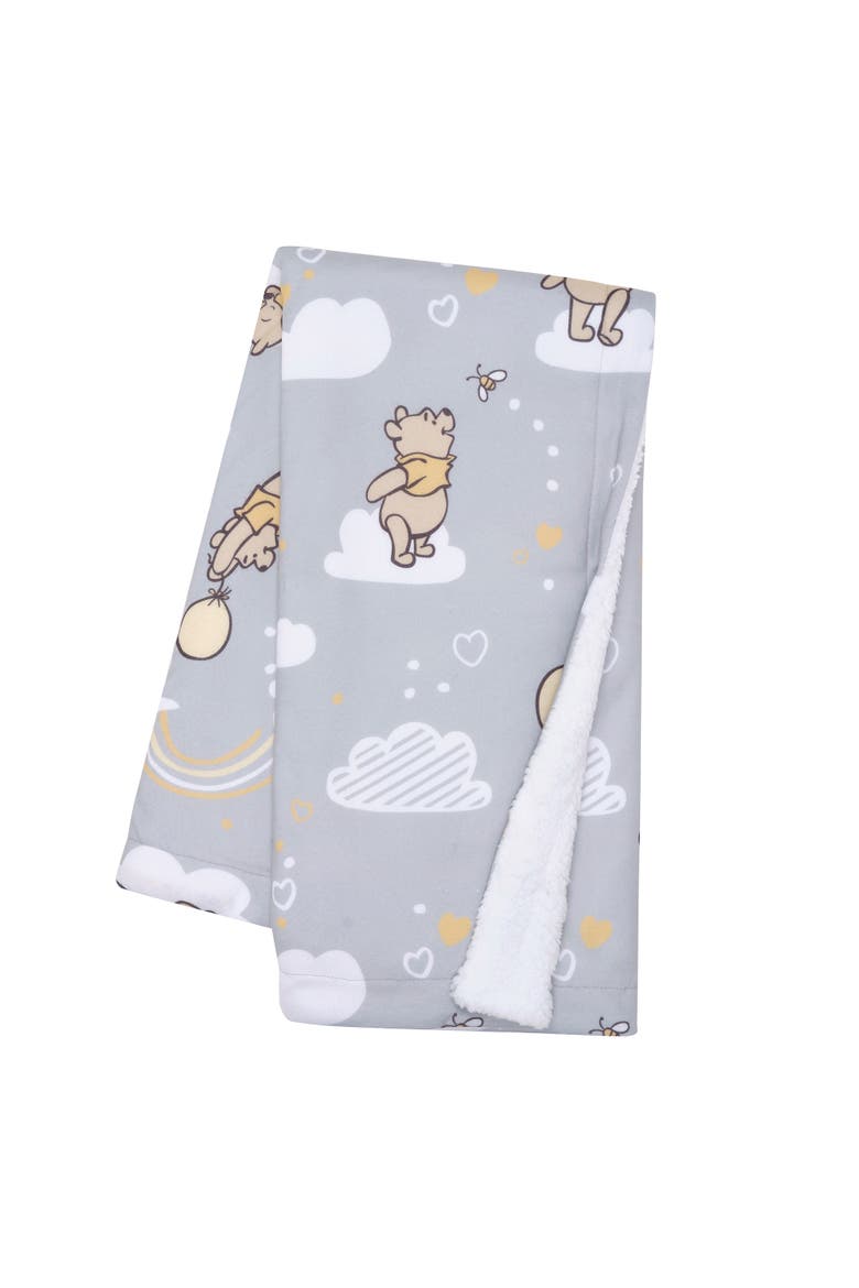 Disney Baby Hunny Bear Winnie the Pooh Soft Faux Shearling Baby Blanket, Main, color, Gray