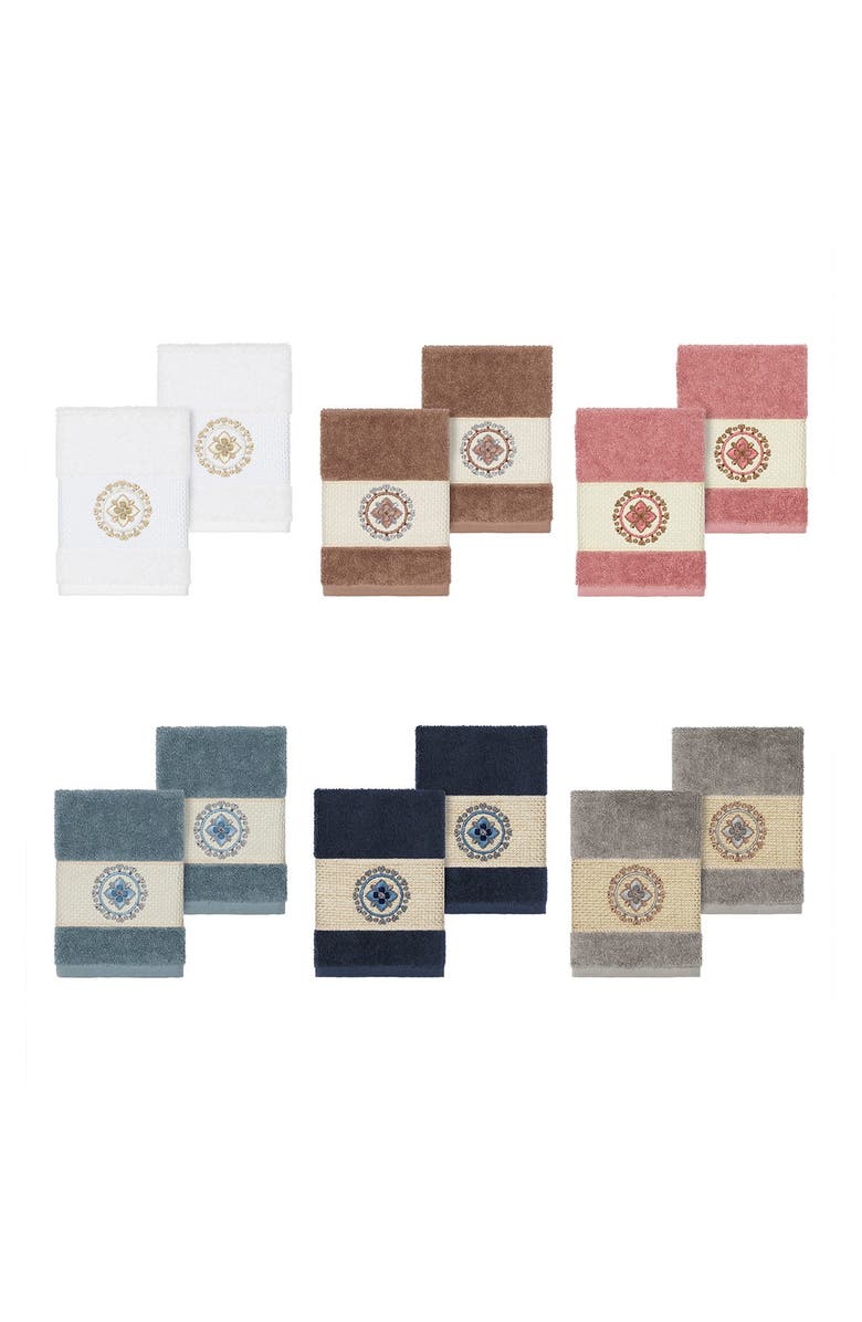 Linum Home Textiles Isabell Embellished Washcloth - Set of 2 - Tea Rose, Alternate, color, Tea Rose