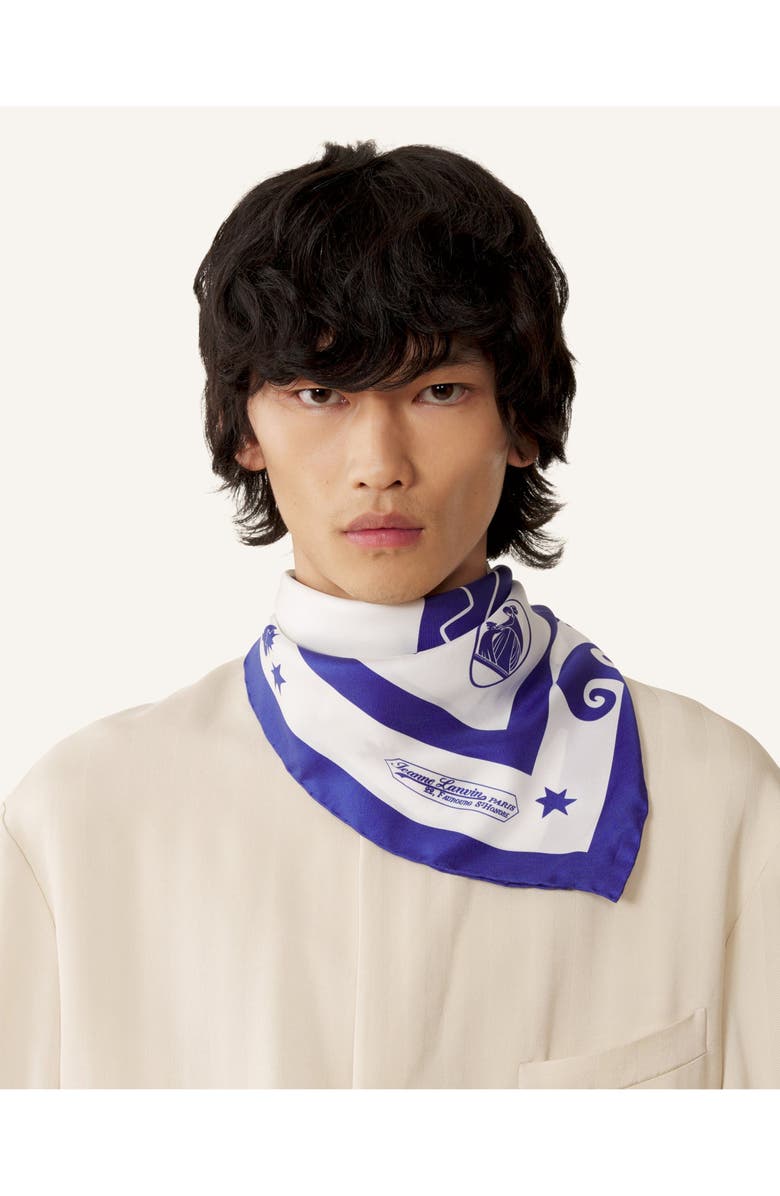 Lanvin Lunar Year Print Silk Scarf, Alternate, color, Sapphire/Optic White