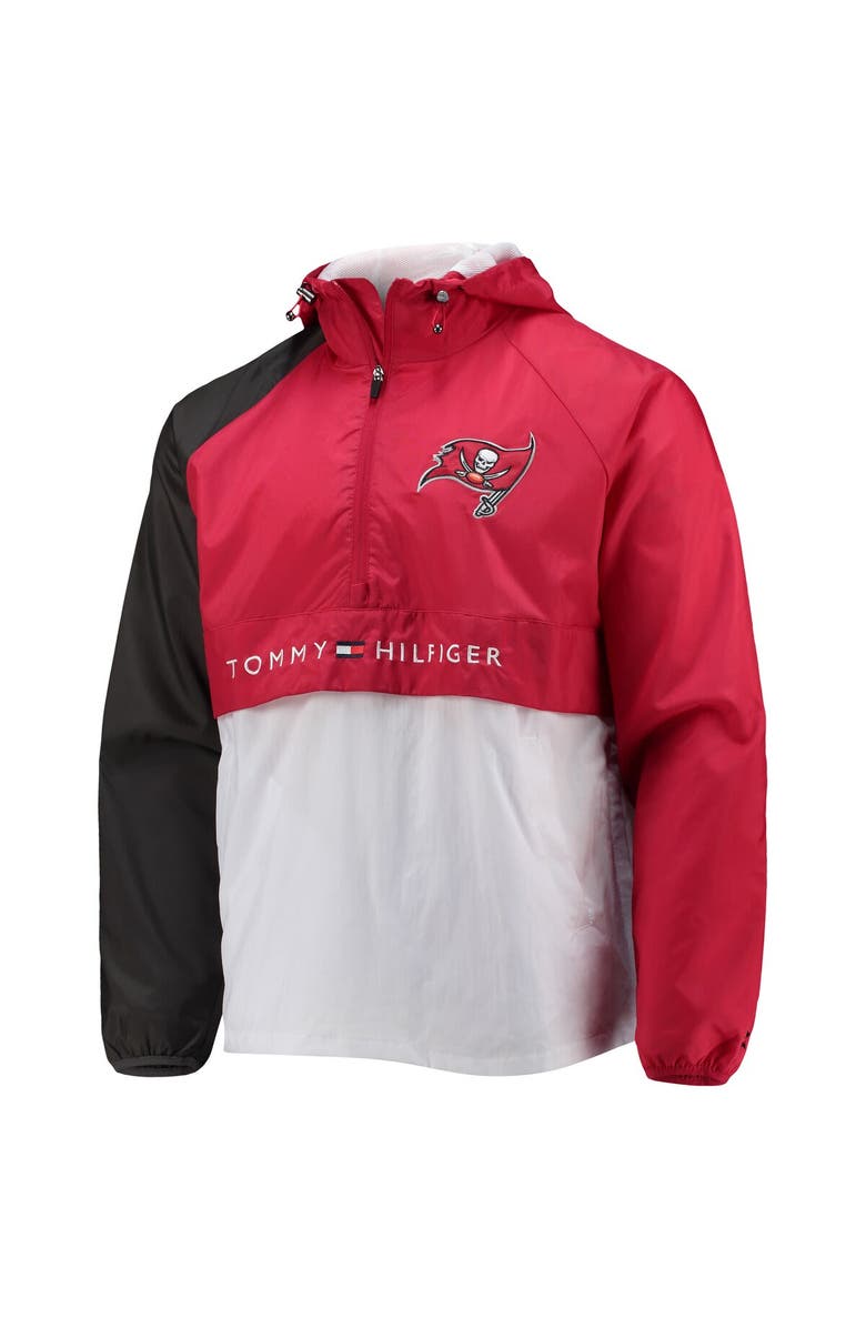 Tommy Hilfiger Men's Tommy Hilfiger Red/Pewter Tampa Bay Buccaneers Raglan Half-Zip Pullover Top, Alternate, color, Red