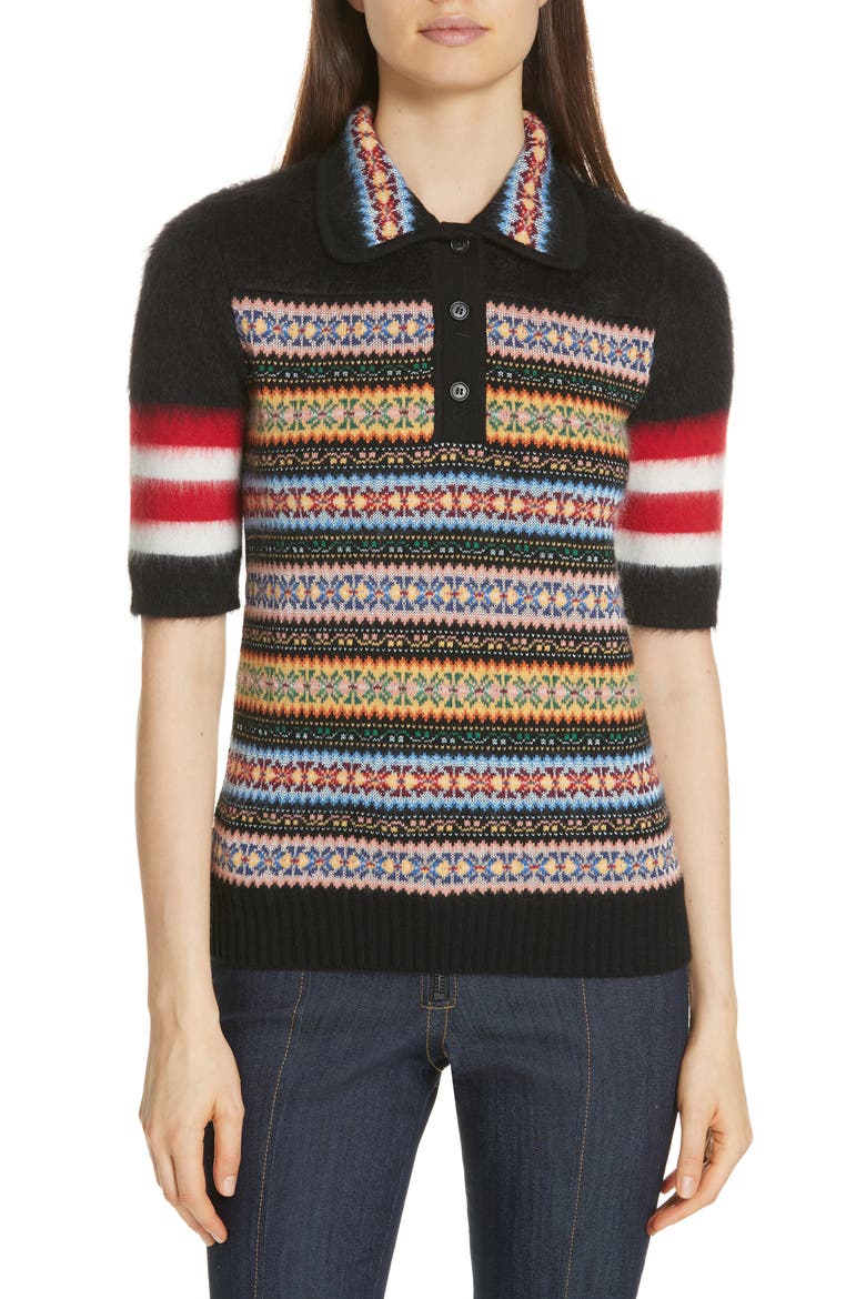 Nº21 Fair Isle Stripe Wool Blend Sweater, Main, color, MULTICOLOR