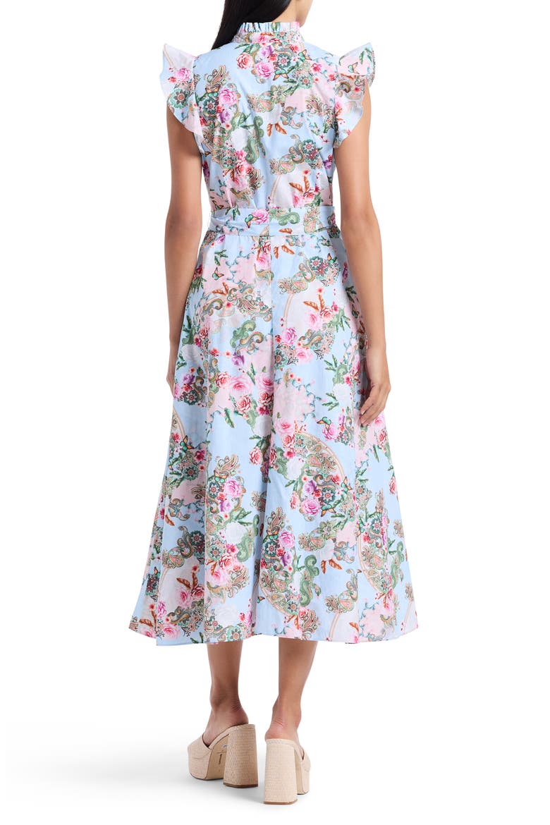 Sadie Floral Paisley Cap Sleeve Cotton Shirtdress, Alternate, color, BLUE MULTI