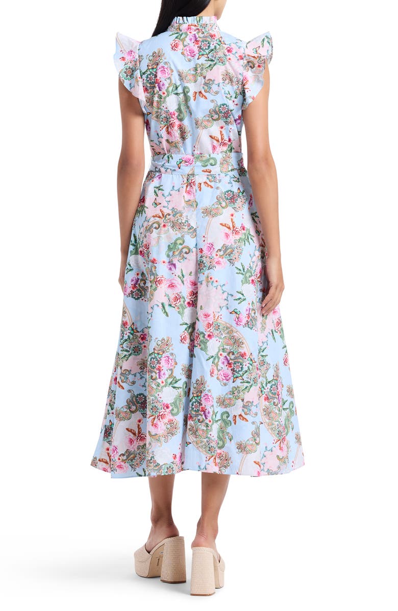 Robert Graham Sadie Floral Paisley Cap Sleeve Cotton Shirtdress, Alternate, color, Blue Multi