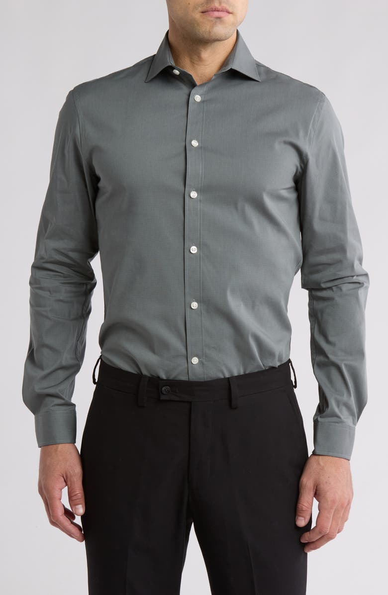 Slim Fit Cotton Performance Button-Up Shirt