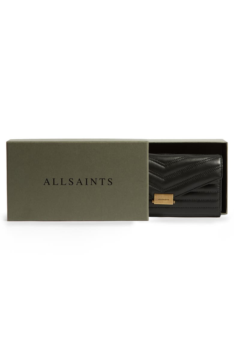 AllSaints Justine Quilted Leather Wallet on a Chain, Alternate, color,