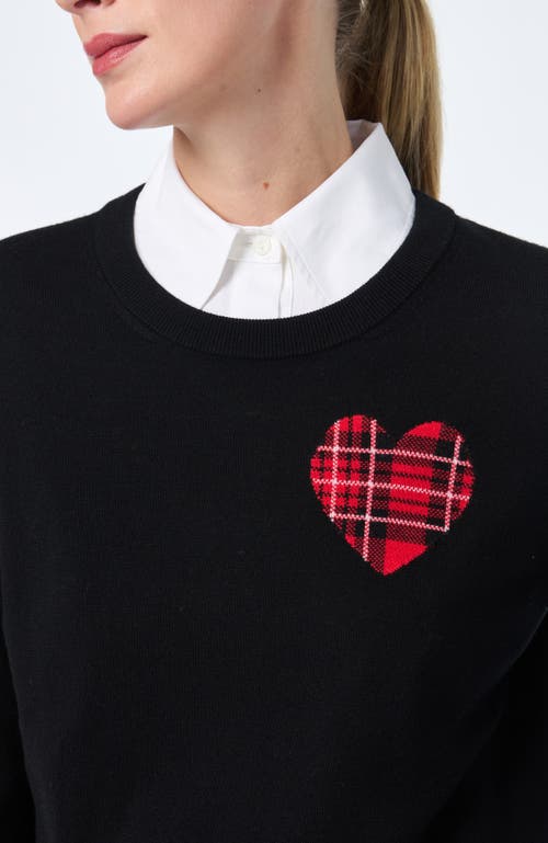 Trina Turk Plaid Heart Sweater In Black