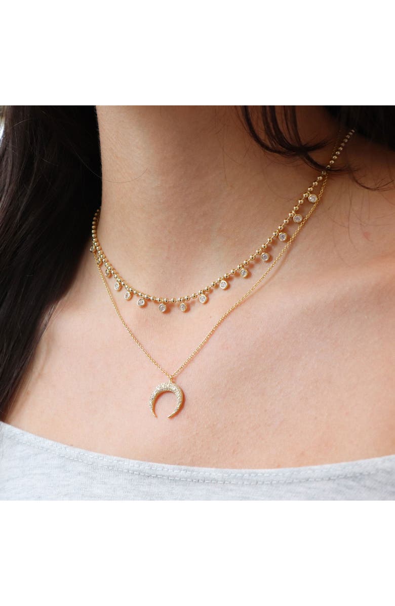 The Lovery Beaded CZ Dangle Necklace, Alternate, color, Gold