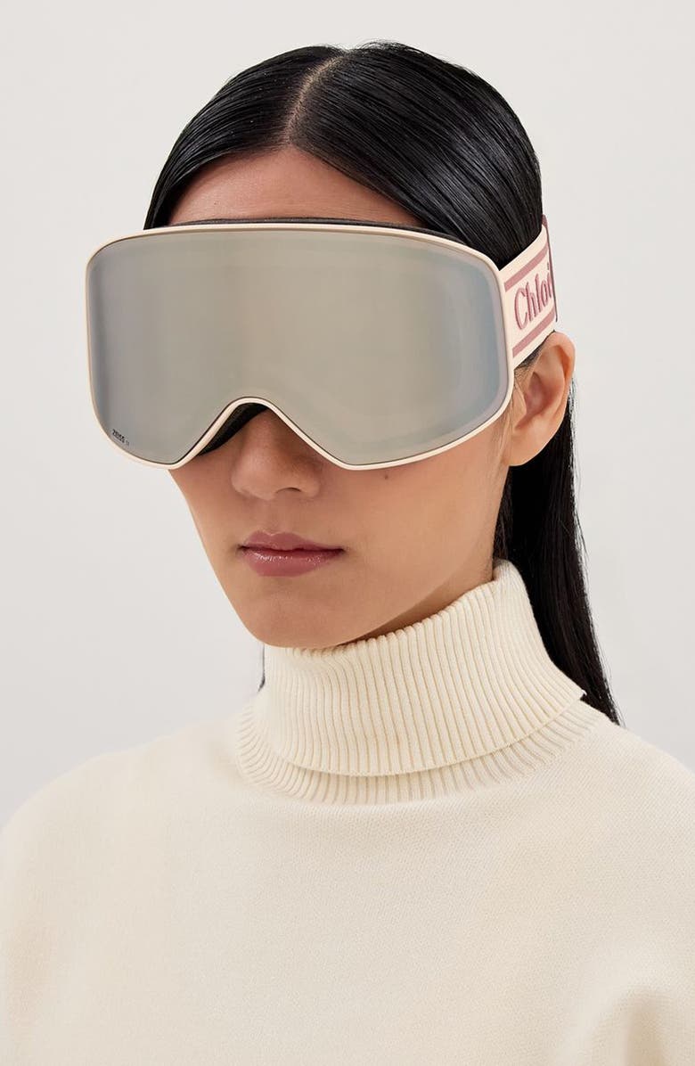 Chloé 99mm Mirrored Ski Mask, Alternate, color, Pink