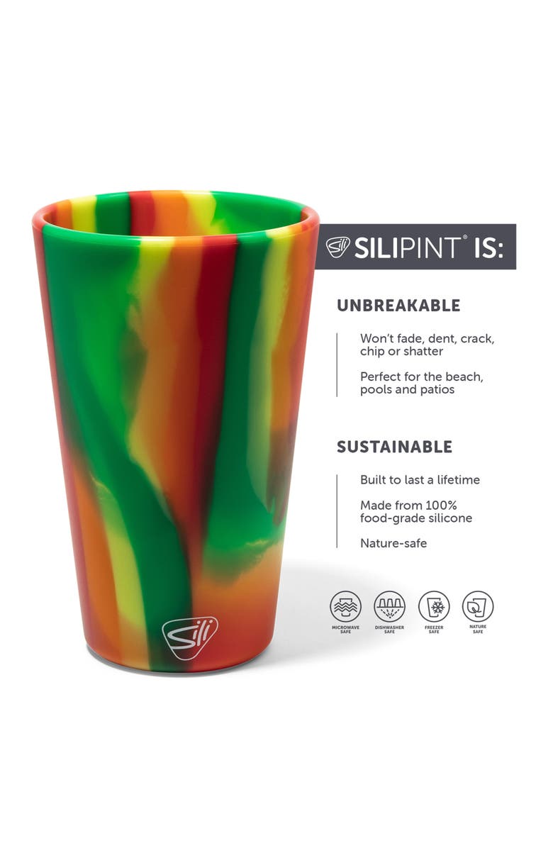 Silipint Pint Glasses 4 Pk 2 Marigold & 2 Habiscus, Alternate, color, Multicolored