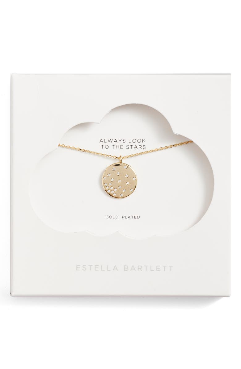 Estella Bartlett Crystal Studded Disc Pendant Necklace, Alternate, color, 