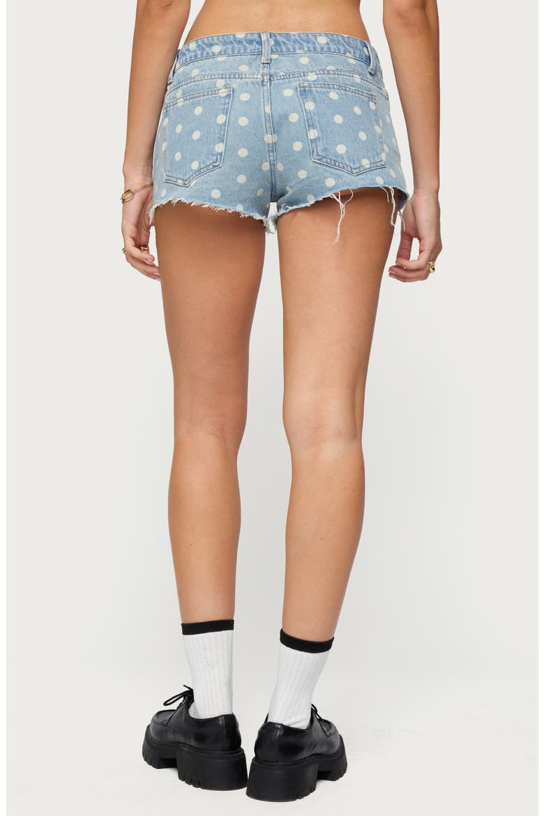 Josie Polka Dot Cutoff Denim Shorts, Alternate, color, BLUE-WASHED
