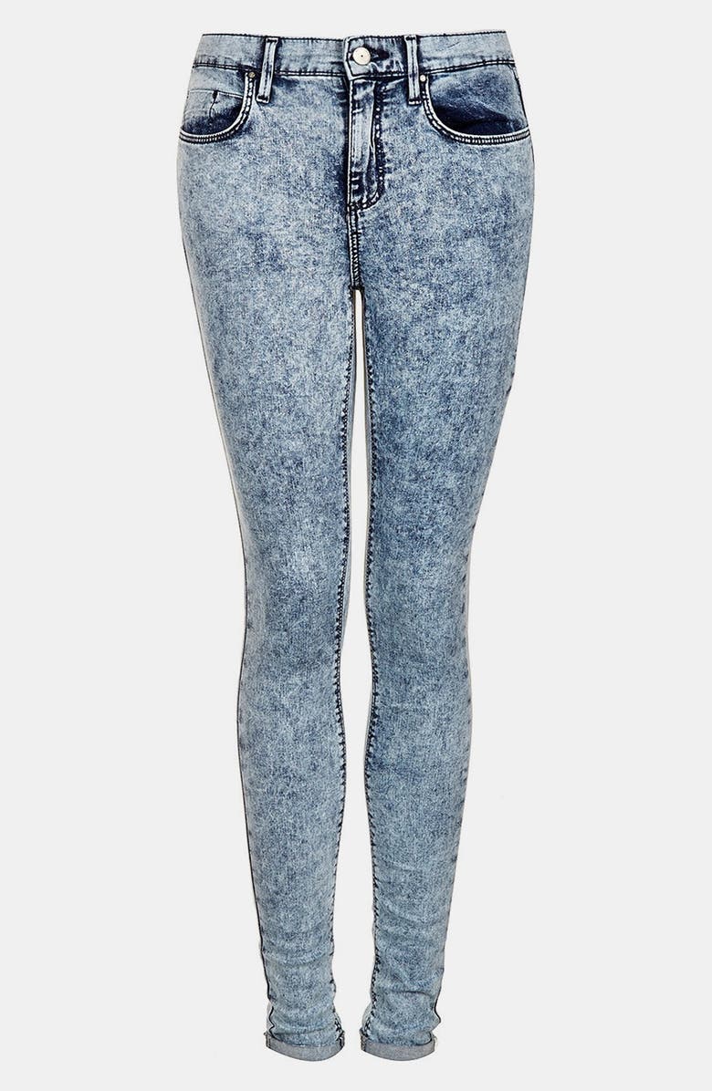 Topshop Moto 'Leigh' Acid Wash Skinny Jeans, Main, color, 