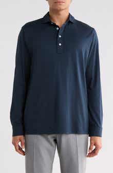 Ashby Silk & Cotton Long Sleeve Polo