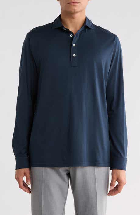 Ashby Silk & Cotton Long Sleeve Polo