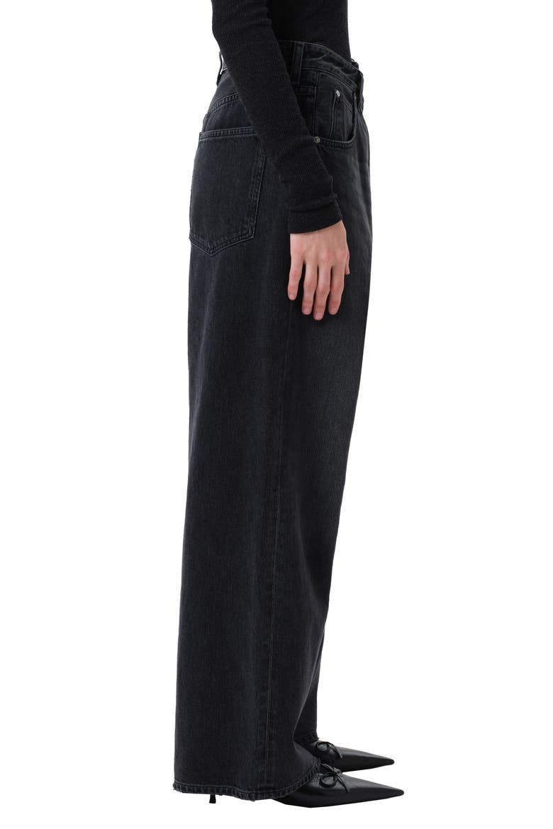 Vana Fold Waistband Wide Leg Jeans, Alternate, color, ARCANE DARK BLACK