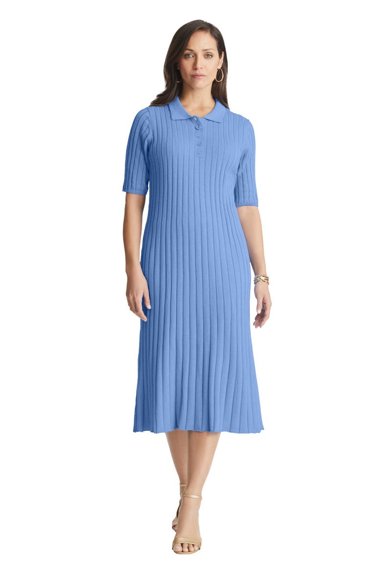 Ribbed Henley Dress, Main, color, FRENCH BLUE