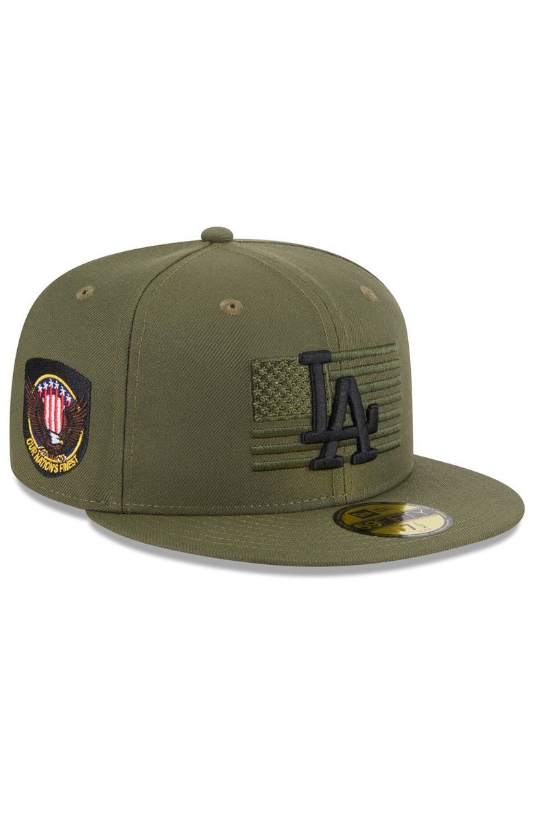 New Era Men's New Era Green Los Angeles Dodgers 2023 Armed Forces Day On-Field 59FIFTY Fitted Hat, Alternate, color,