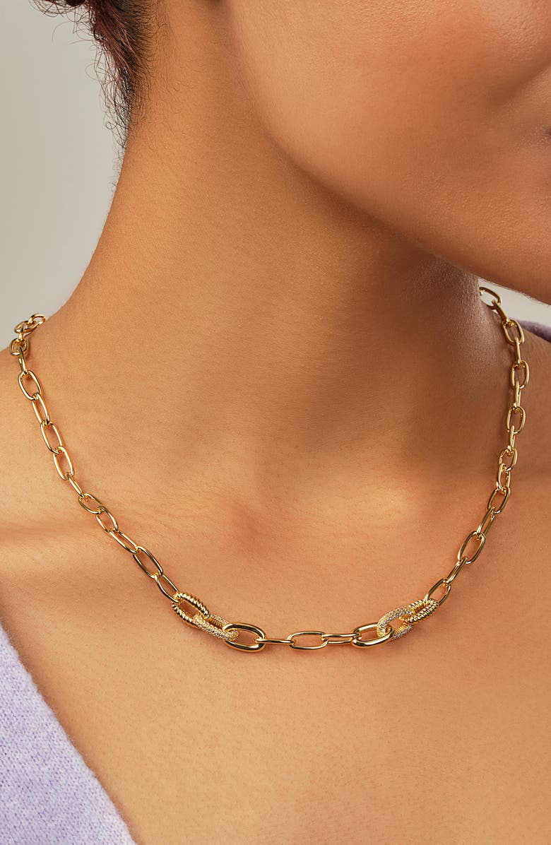 Sterling Forever Samar Chain Link Necklace, Alternate, color, Gold