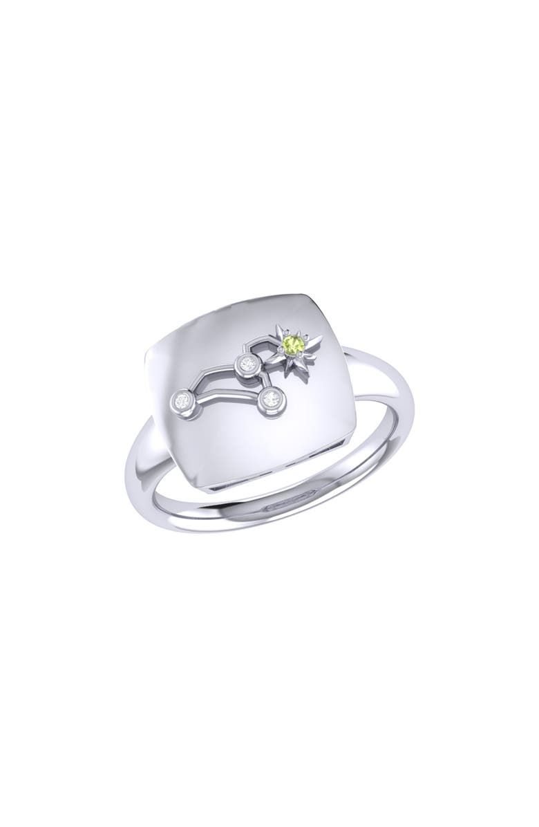LuvMyJewelry Leo Peridot & Diamond Signet Ring in Sterling Silver, Main, color, 