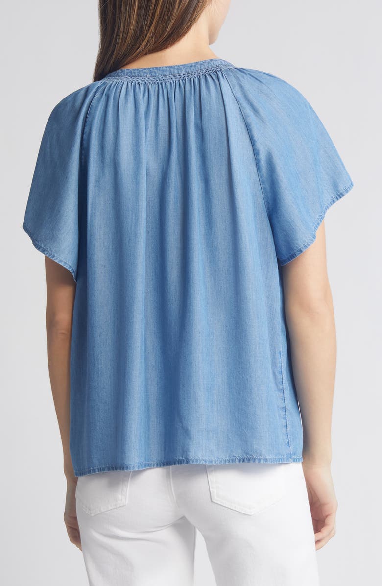 beachlunchlounge Lora Denim Top, Alternate, color, Medium Wash