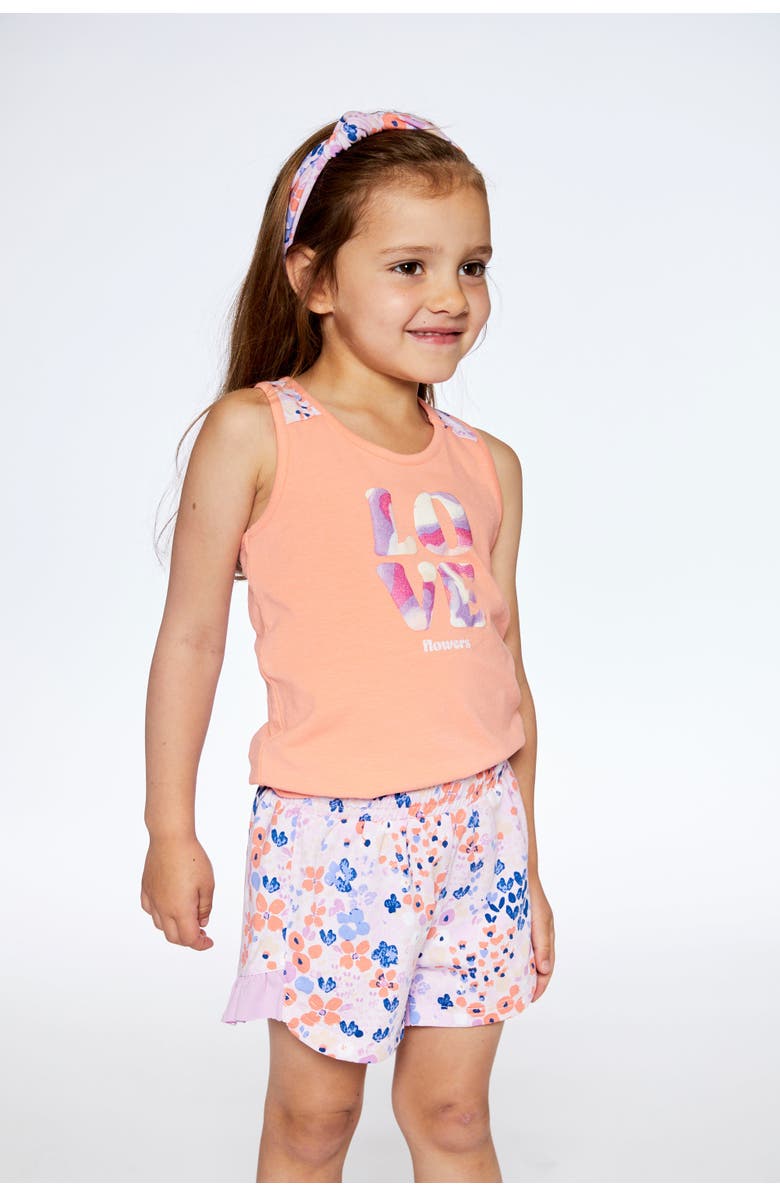 Deux par Deux Girl's Organic Cotton Short Lavender Printed Fields Flowers, Alternate, color,