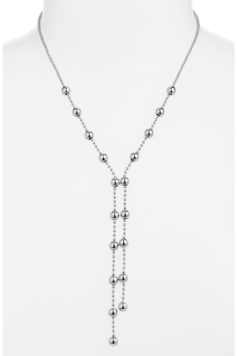 Ball Chain Y Necklace, Alternate, color, SILVER