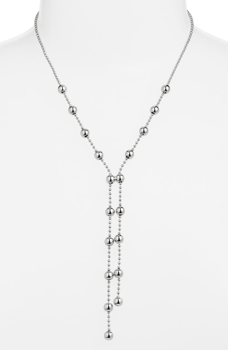 Nordstrom Ball Chain Y Necklace, Alternate, color, Silver