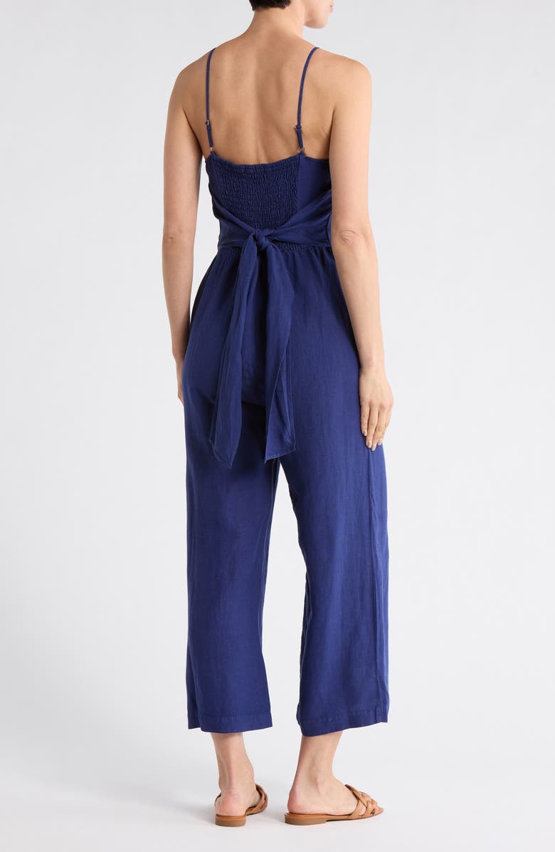 matty m. Linen Blend Straight Leg Jumpsuit, Alternate, color, Navy
