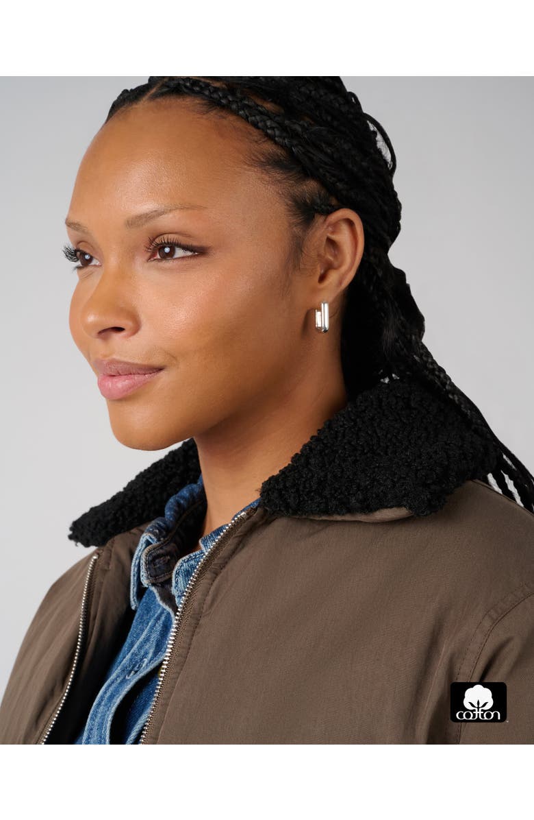 WeWoreWhat Fur Collar Balloon Jacket, Alternate, color, Moss/Black