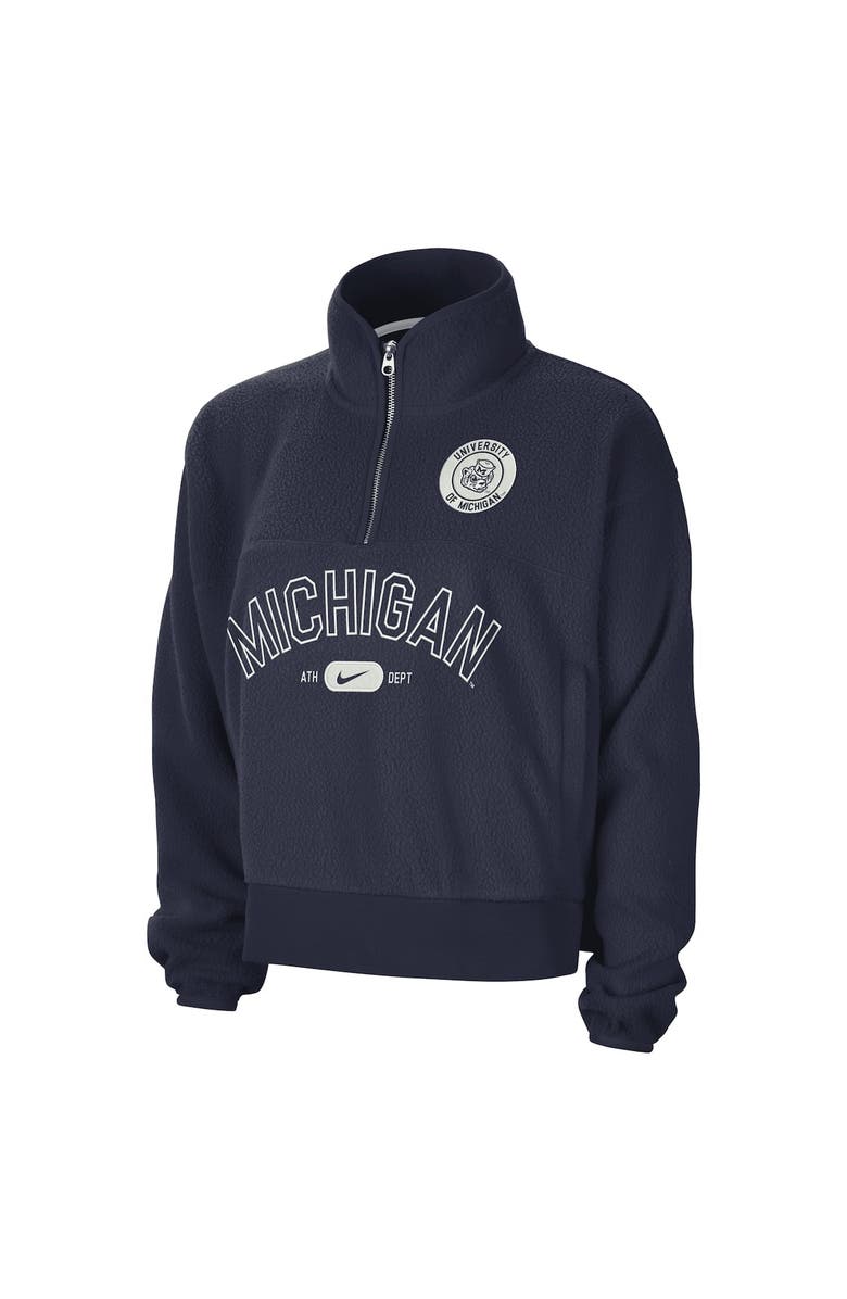 Nike Women's Nike Navy Michigan Wolverines Fly Fleece Quarter-Zip Jacket, Alternate, color, 