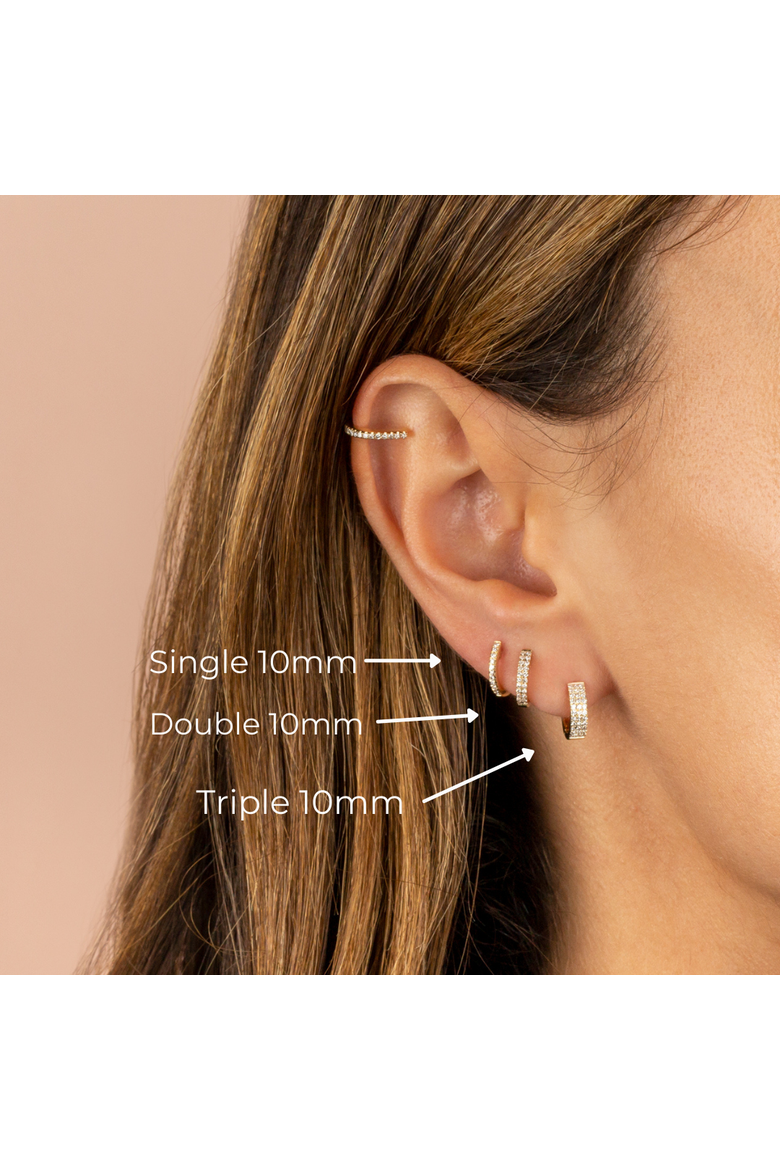 Diamond Double Row Huggie Earring 14K, Alternate, color, 14K Gold