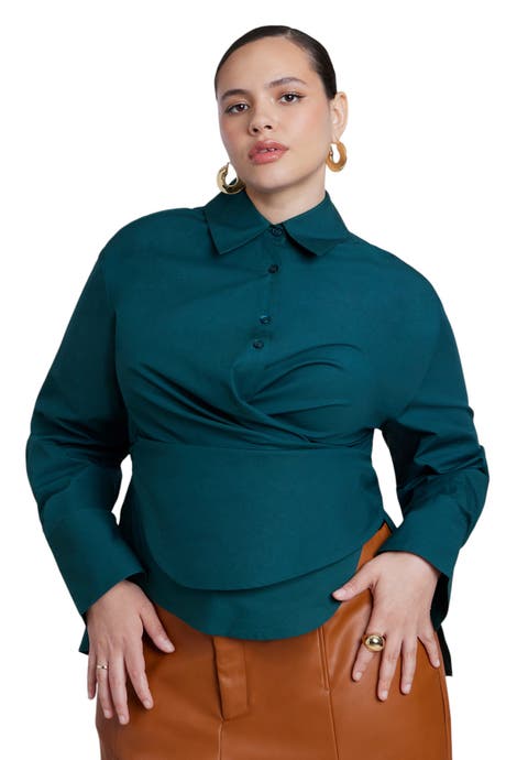 Poplin Collared Wrap Top